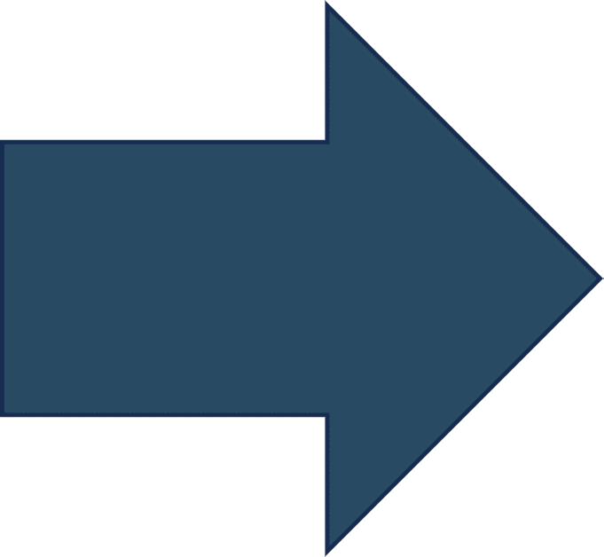 A simple, solid dark blue right-pointing arrow on a transparent background, symbolizing strategic direction and results.